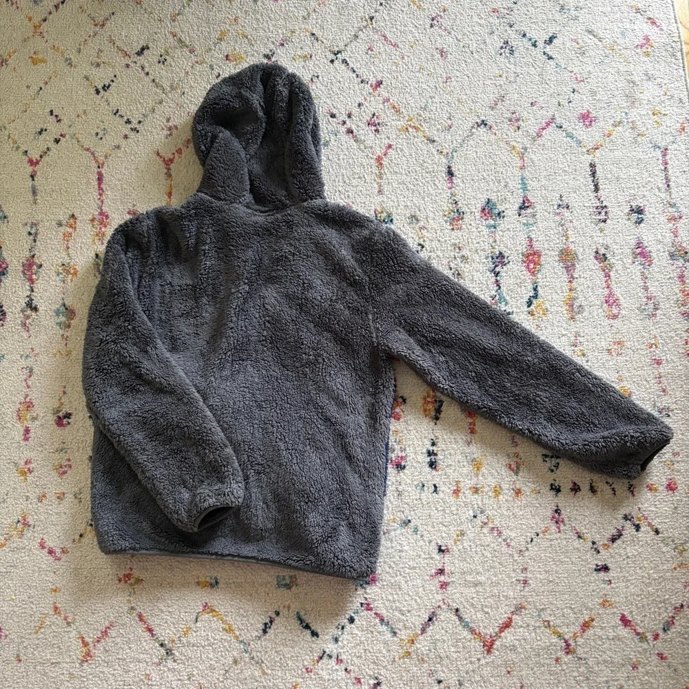 Eddie Bauer Fleece Jacket Boys Large 14/16 Blue Grey Hooded